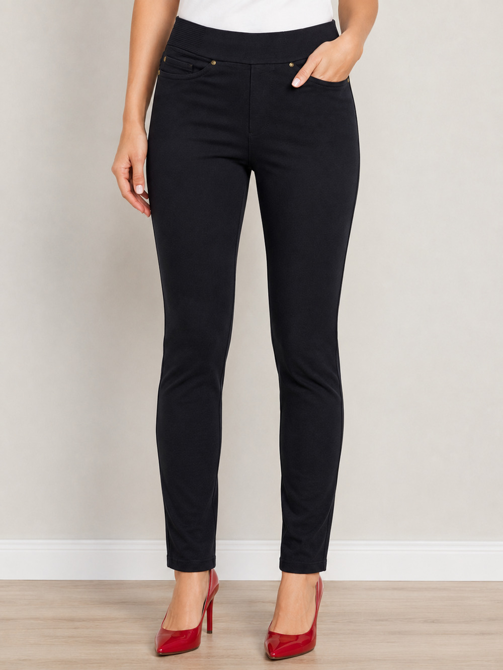 Michael Kors Black Ankle Pants Womens M Knit Skinny Pull-On Jeggings